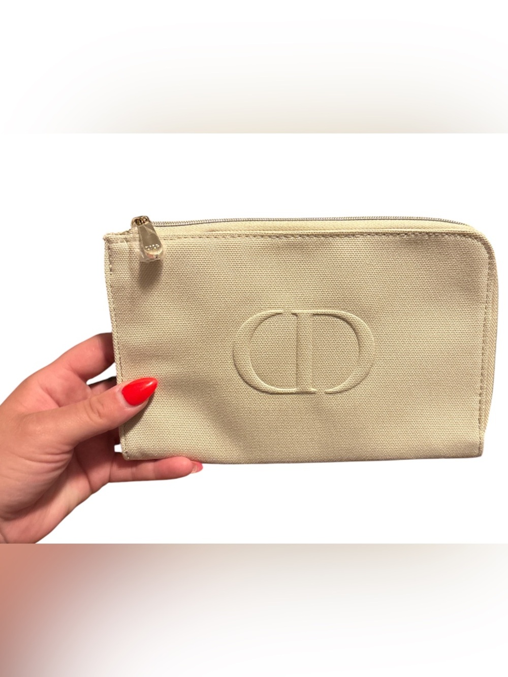 GWP DIOR BEAUTY Beige Embossed CD Canvas Zip Pouch